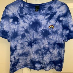 Blue tie dyed rainbow t shirt